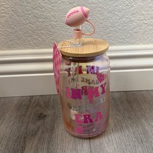 In My Game Day Era Glass Sipper Cup with Lid and Football Straw